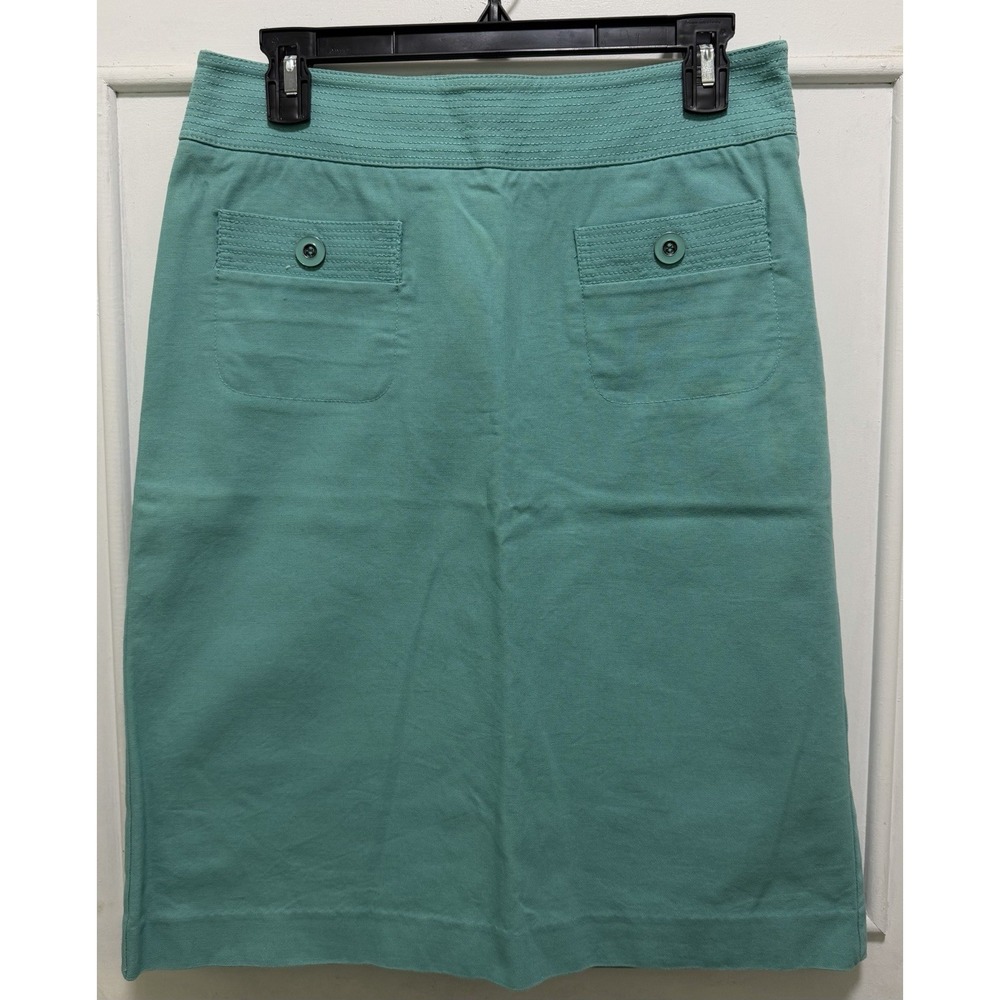 Talbots A-Line Skirt Size 6 Green Cotton Blend Cottage Fairy Coquette Pockets